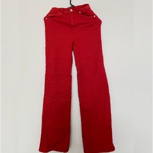Red wide leg jeans